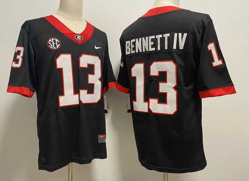 Mens Georgia Bulldogs #13 Stetson Bennett IV 2022 Black alternate College Football Game Jersey->->NCAA Jersey
